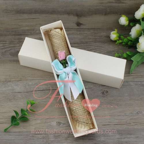 Customized Linen Scroll Wedding Invitations with Paper Box